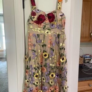 Floral Embroidered Dress with Colorful Flowers